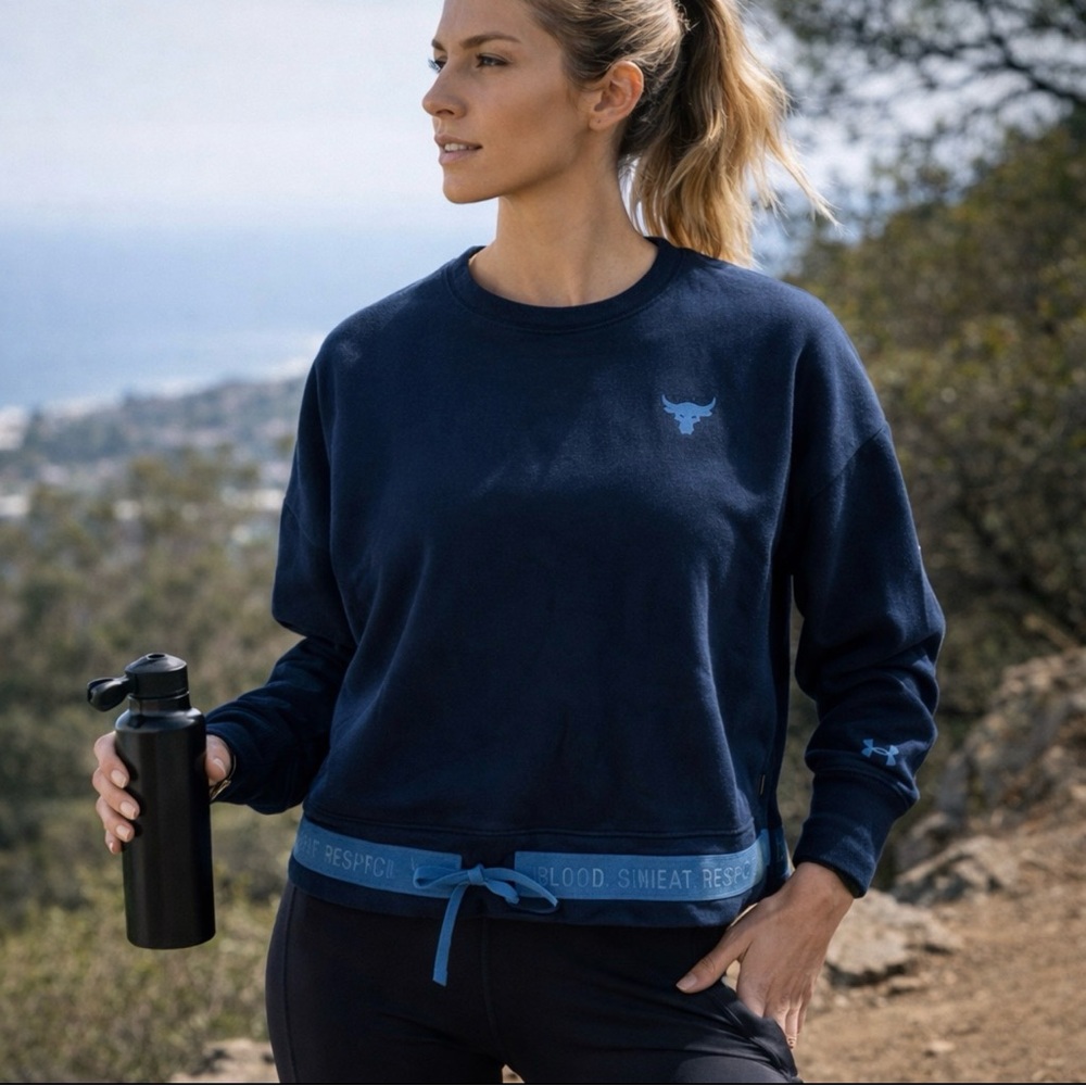 UNDER ARMOUR PROJECT ROCK BLUE RIBBON SWEATSHIRT XL PATRIOTIC LOOSE FIT XL